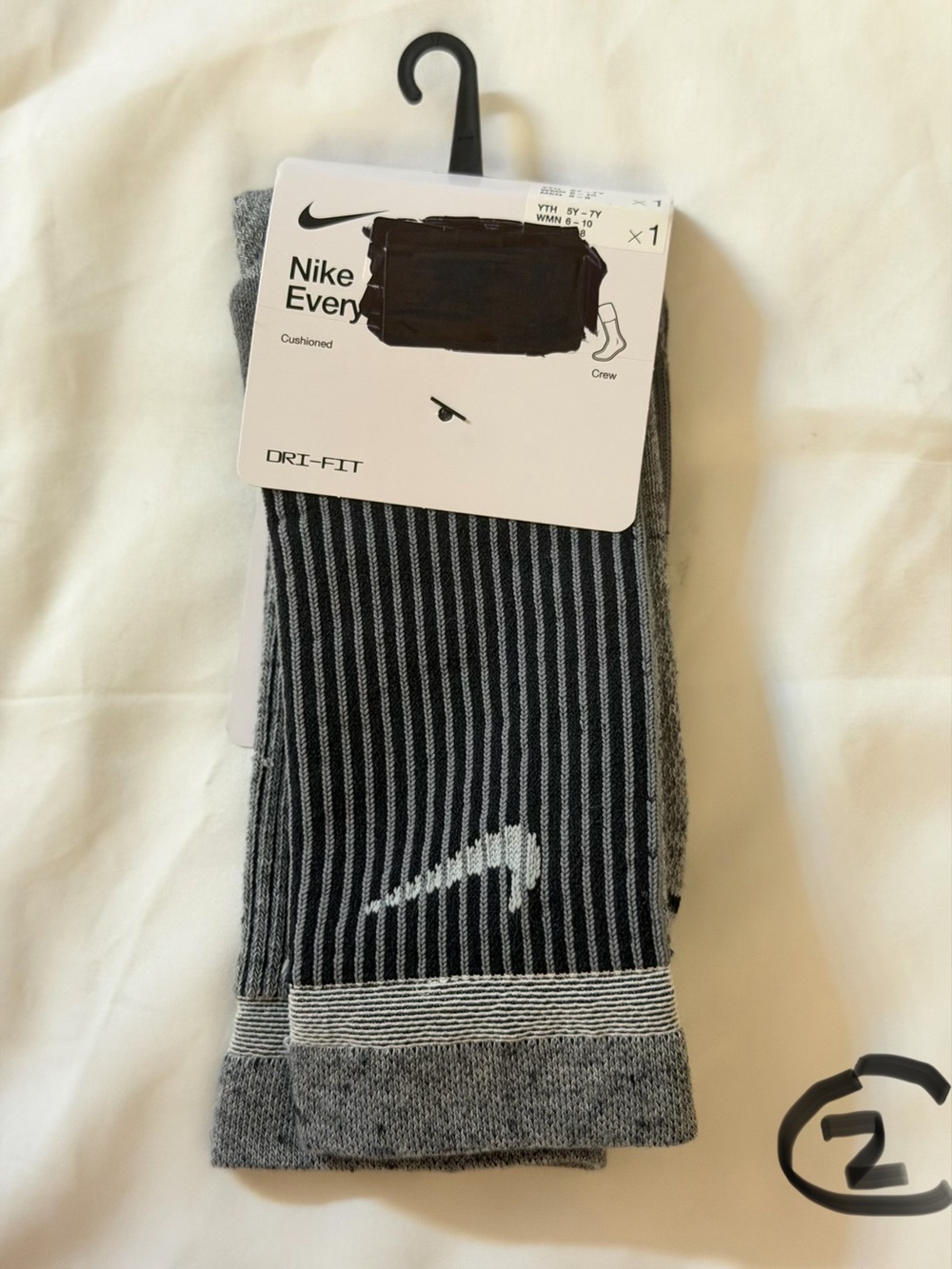 Nike Black & Gray Striped Dri-FIT Cushioned Crew Socks